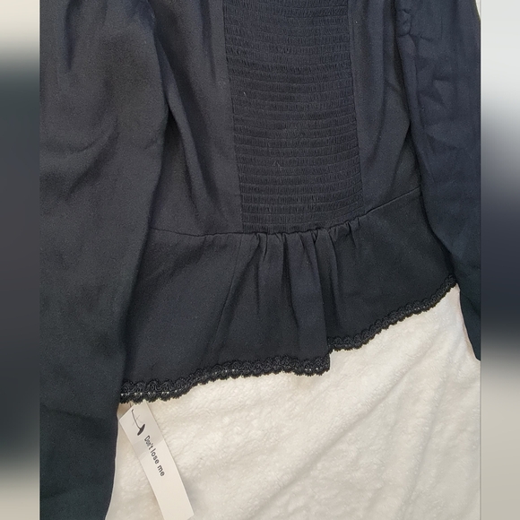 Reformation Black Button Front Long Sleeve Top Size 10 - Picture 8 of 10